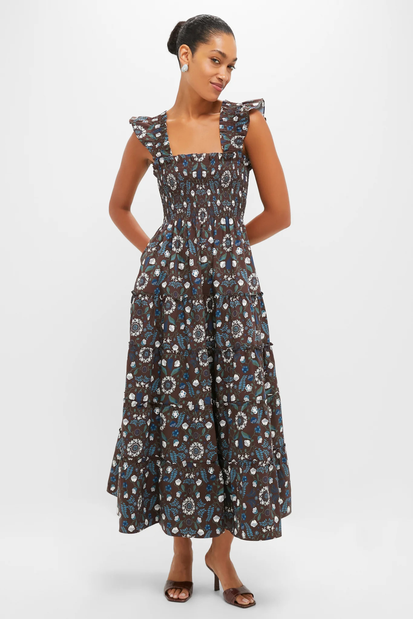 Chocolate Swedish Floral Ellie Maxi Nap Dress | Tuckernuck (US)