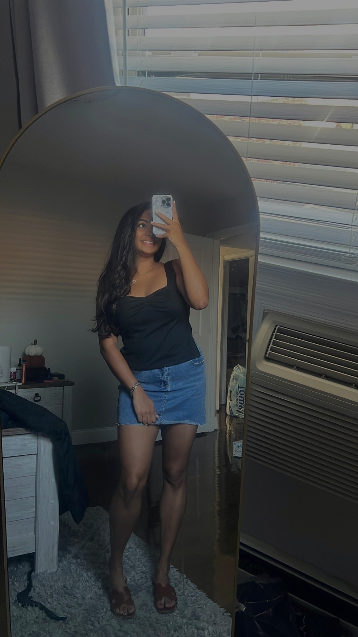 Jean skirt & Black Tank (exact link below just change the color)