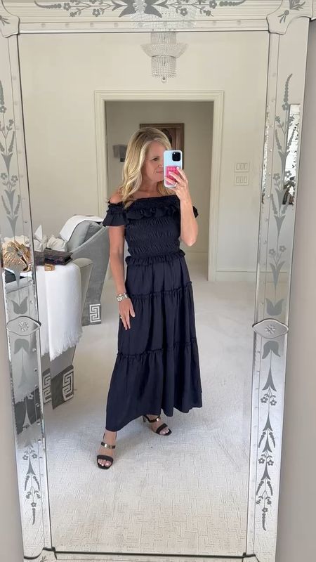 Gorgeous, deep, navy off the shoulder, maxi dress with ruffle detailing. The waist detailing make such a flattering fit! Run true to size I’m wearing an extra small and 5’2” tall.
Comes Xs-xxxl
Under $100 and $98!

#LTKstyletip #LTKover40

#LTKSeasonal #LTKOver40 #LTKStyleTip