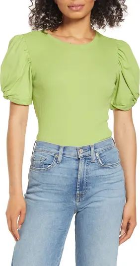 Puff Sleeve Rib Knit T-Shirt | Nordstrom