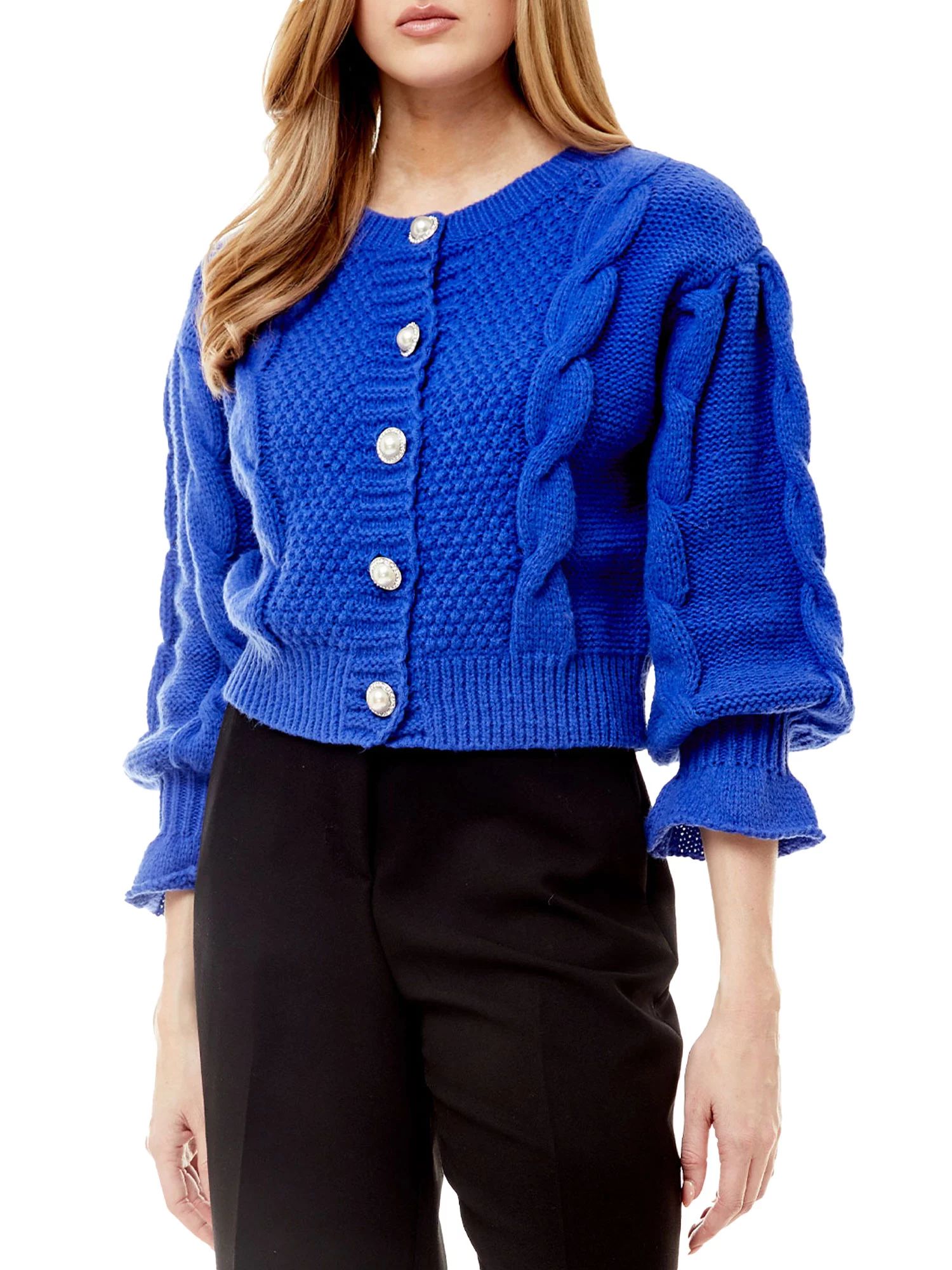 Rich and Famous Alpine Cable Cardigan Sweater - Walmart.com | Walmart (US)
