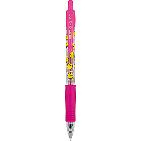 Pilot G2  SmileyWorld Gel Pen Fine Point 0.7mm Pink Ink Single Pen - Office Depot | Office Depot and OfficeMax 