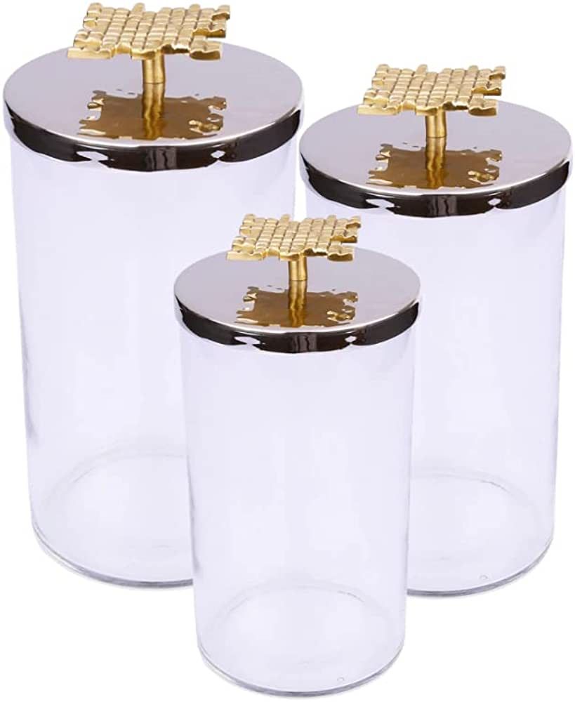 Gold Nickel Canisters with Stainless Steel Lid Set- 3pcs | Amazon (US)