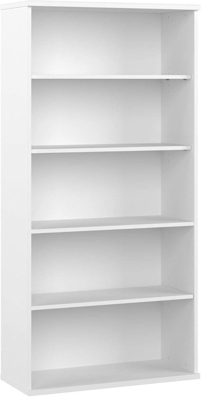 Bush Business Furniture Studio C Tall 5 Shelf Bookcase in White, Large Bookshelf for Home or Prof... | Amazon (US)