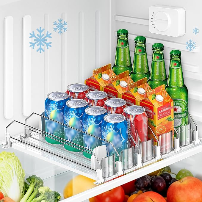 Upgraded Drink Organizer for Fridge, Space-Saving Fridge Drink Organizer, Automatic Pusher Glide ... | Amazon (US)