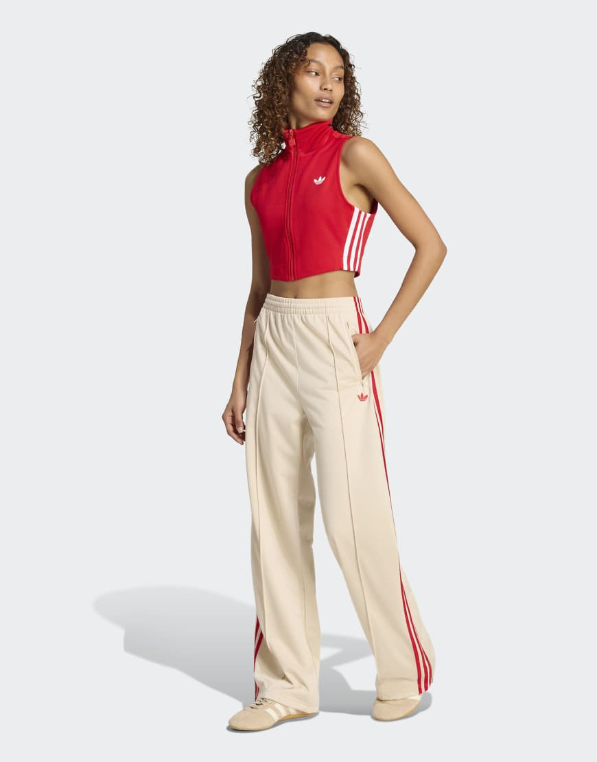 adidas Originals Firebird loose track pants in crystal linen / better scarlet-Neutral | ASOS (Global)