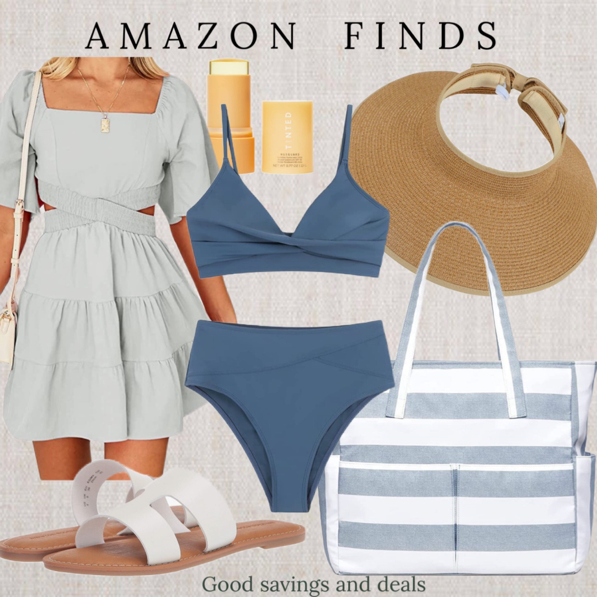 Outfit inspiration for the beach, summer wear, resort wear, neutral design style, summer dress, beach bag, sandals, clear sunscreen, sun hat, fashion inspiration, summer vibes. 

#LTKFind #LTKSeasonal #LTKstyletip