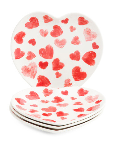 Set Of 4 8in Candy Heart Plates | TJ Maxx