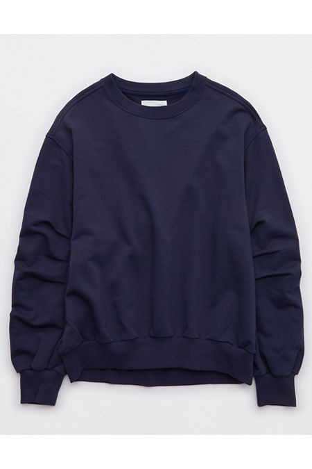 Aerie Jet Setter Crew Sweatshirt Women's Navy L | Aerie