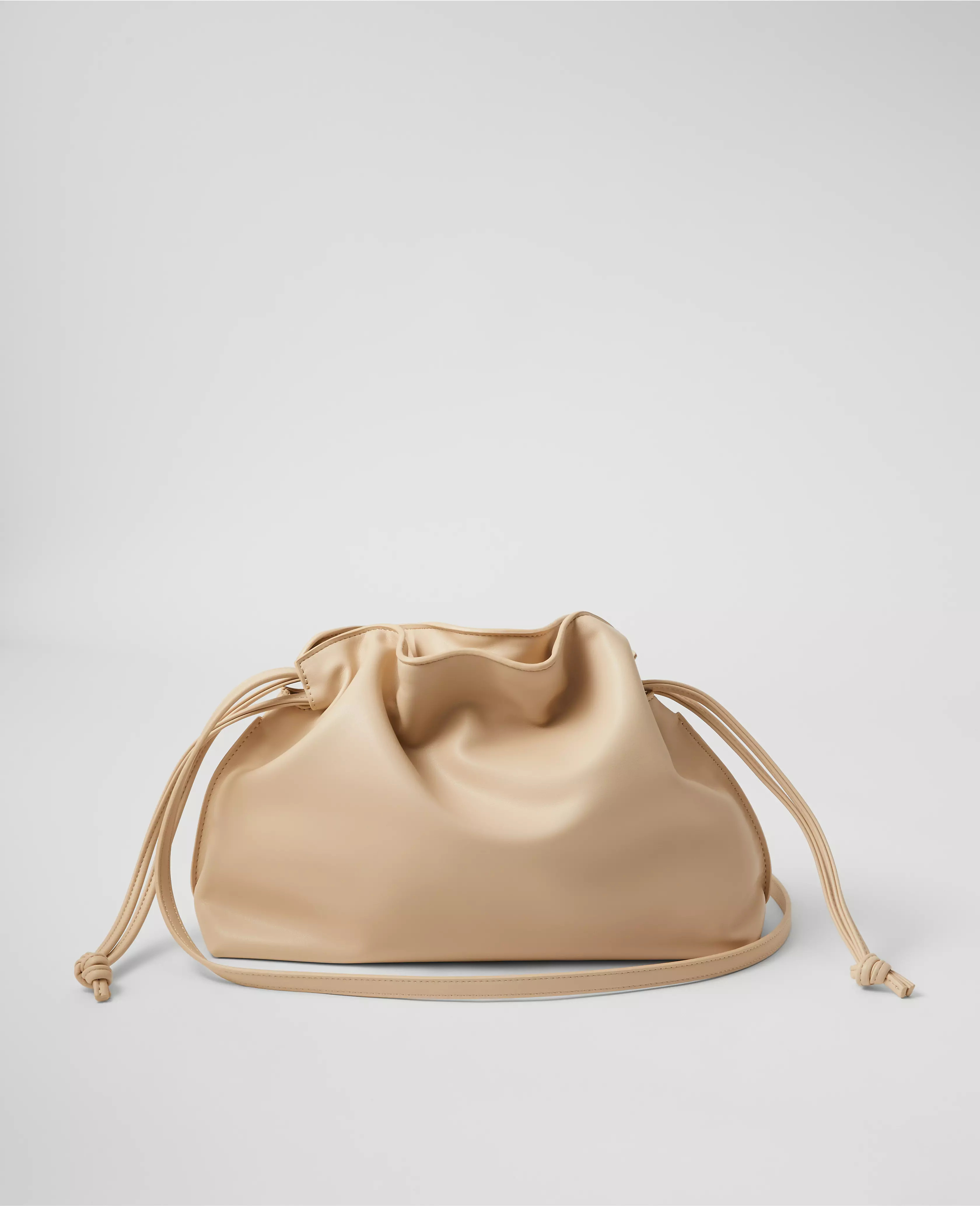 Drawstring Faux Leather Clutch Bag | Ann Taylor