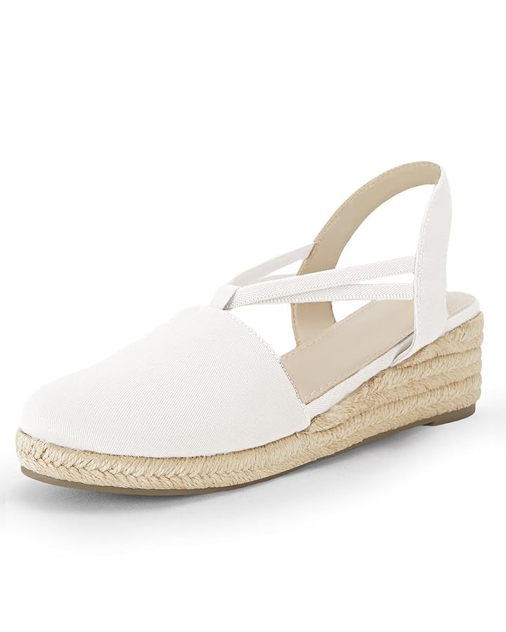 Coutgo Women's Platform Wedge Espadrille Sandals Slingback Slip on Closed Toe Strap Shoes | Amazon (US)