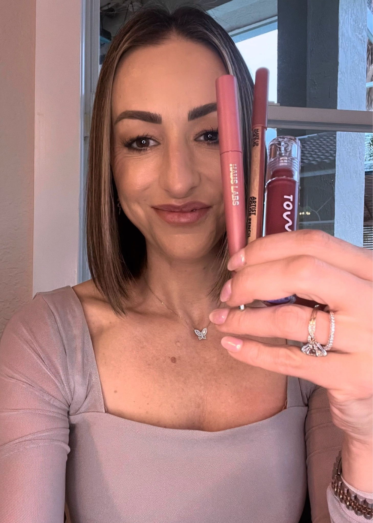 Night out lip combo 👄 

Liner- Makeup Forever- Wherever Walnut
Lipstick- Haus Labs- Rose Matte (linked)
Gloss- Tower 28- Sesame

#LTKOver40 #LTKFindsUnder50 #LTKBeauty