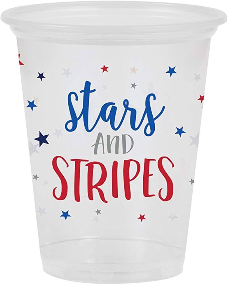 Creative Converting Stars and Stripes Plastic Cups, 16 ounces, Red, White and Blue | Amazon (US)