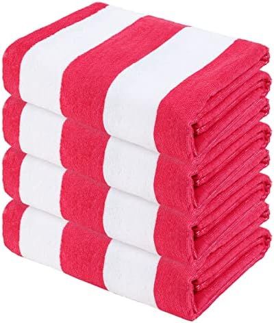 Exclusivo Mezcla 4-Pack Large Microfiber Beach Towels Set (Pink, 30" x 60"), Quick Dry Cabana Str... | Amazon (US)