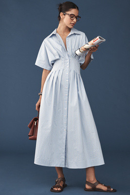 The Tobie Button-Front Pleated Shirt Dress by Exquise | Anthropologie (UK)