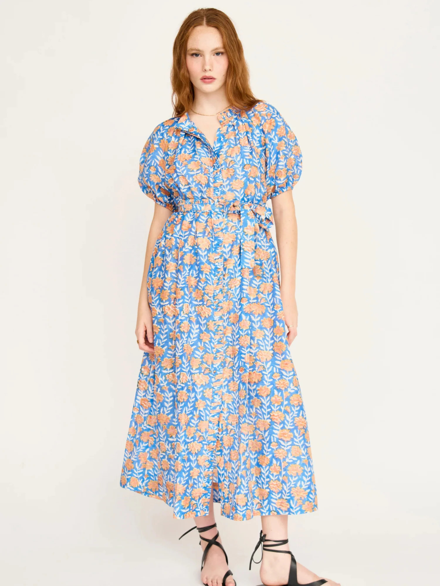 Somerset Dress in Tangerine Carnation | Mirth | Beau & Ro