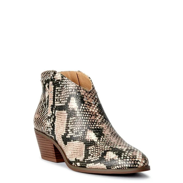 Scoop Women's Studded Faux Snake Print Booties - Walmart.com | Walmart (US)