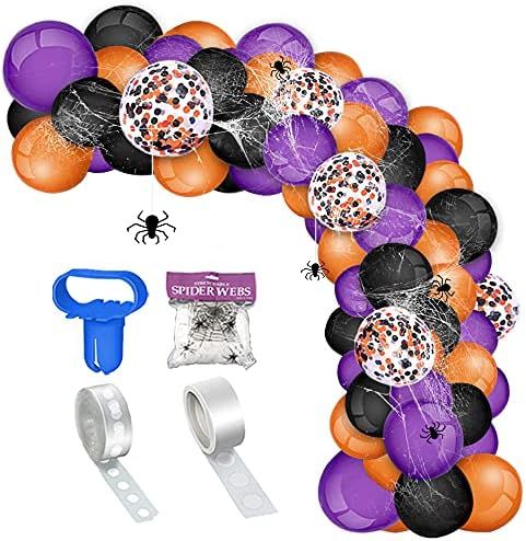 Halloween Decorations Balloons Arch Garland Kit 114 PCS, Purple Black Orange Confetti Balloons with  | Amazon (US)