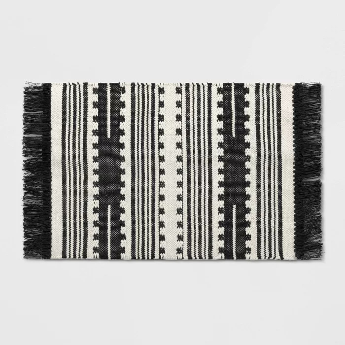 2'x3' Sylviidae Stripe Woven Accent Rug Black - Opalhouse™ | Target