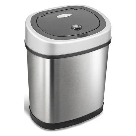 Nine Stars Automatic Bathroom Trash Can, 3 Gallon Motion Sensor Garbage Bin with Soft Close Lid, Stainless Steel | Walmart (US)