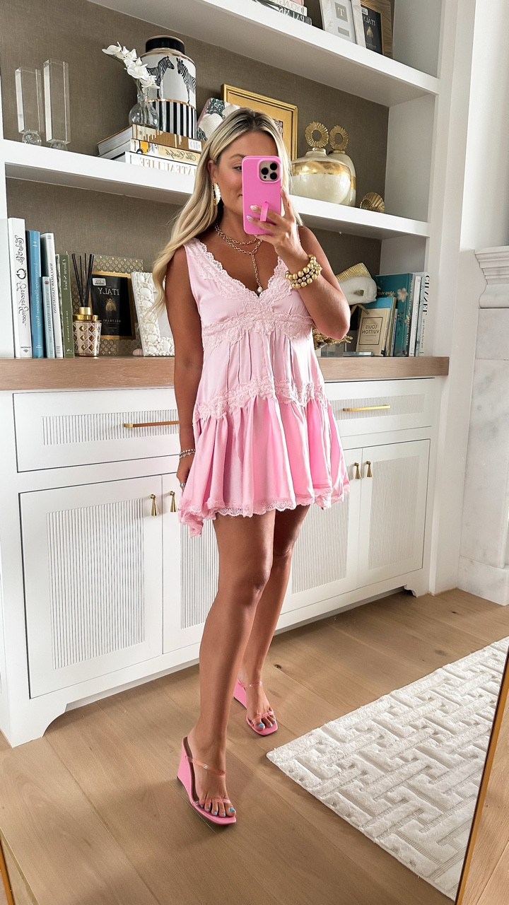Pink mini slip dress 

#LTKFindsUnder50 #LTKStyleTip #LTKSeasonal