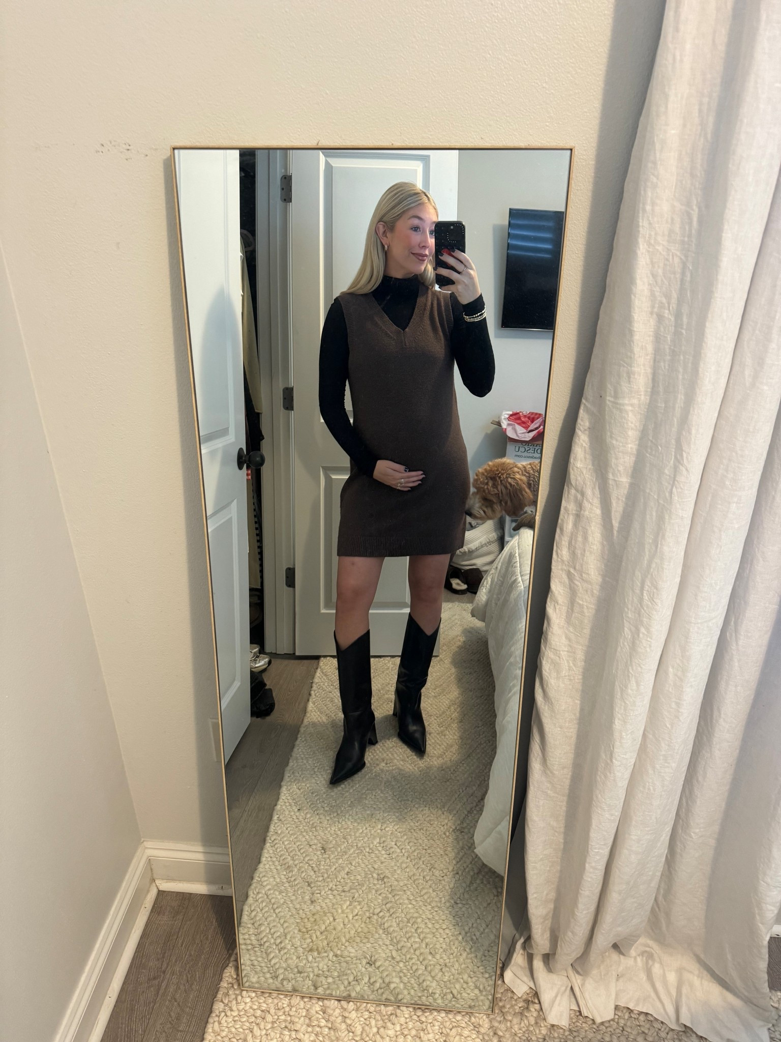 This outfit can be worn for so many different things!! Work, church, dinner out and it’s bump friendly! I’m wearing a medium dress and it’s only $11.99 🤭

My boots were a splurge I treated myself to but linked some other great black boots #maternity #maternityworkoutfits

#LTKWorkwear #LTKBump #LTKSaleAlert