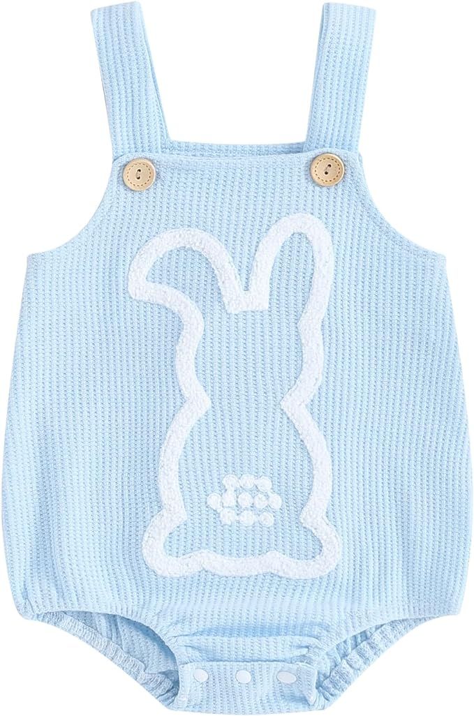 Newborn Baby Girl Boy Easter Romper Sleeveless Backless Cartoon Rabbit Button Bodysuit Jumpsuit O... | Amazon (US)