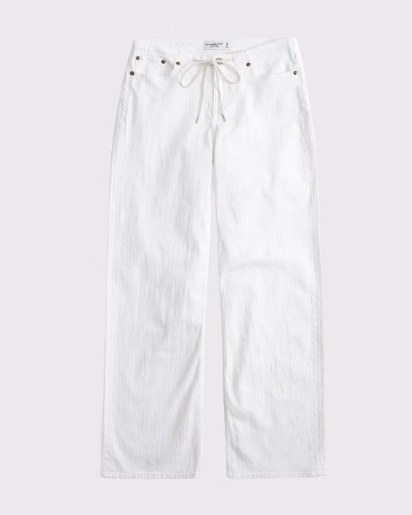 Women's Curve Love Linen-Blend Low Rise Ultra Loose Jean | Women's Bottoms | Abercrombie.com | Abercrombie & Fitch (US)