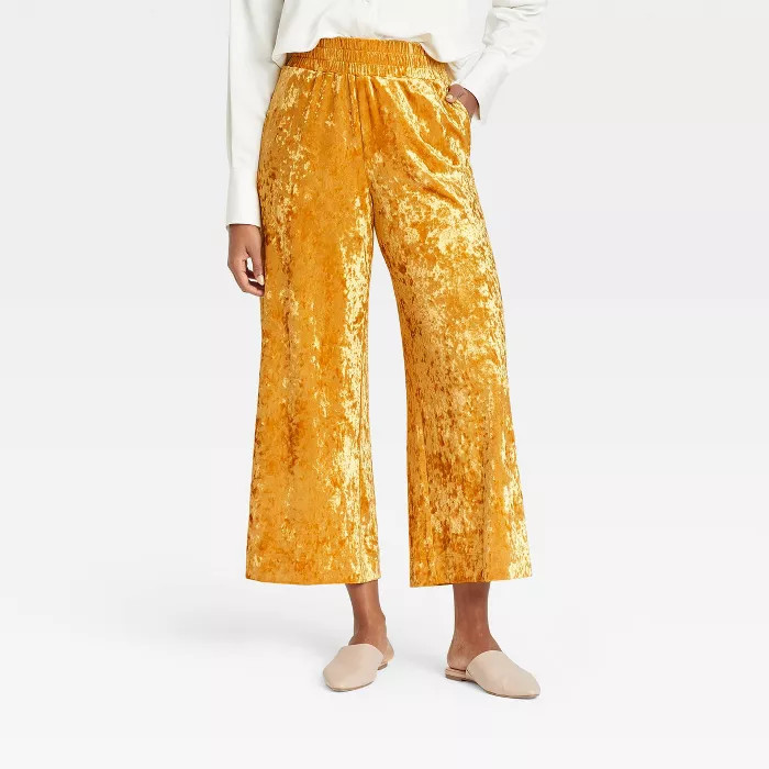 Women's Mid-Rise Wide Leg Ankle Velvet Pull-On Pants - A New Day™ | Target