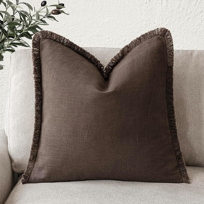 Foindtower Decorative Linen Fringe Throw Pillow Covers Cozy Boho Farmhouse Cushion Cover with Tas... | Amazon (US)