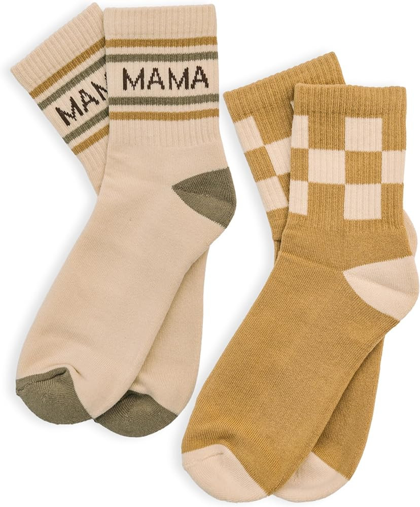 Lottie Dottie Womens Half-Crew Cotton Socks 2-Pack | Checkered and Retro Stripe Socks | Novelty S... | Amazon (US)