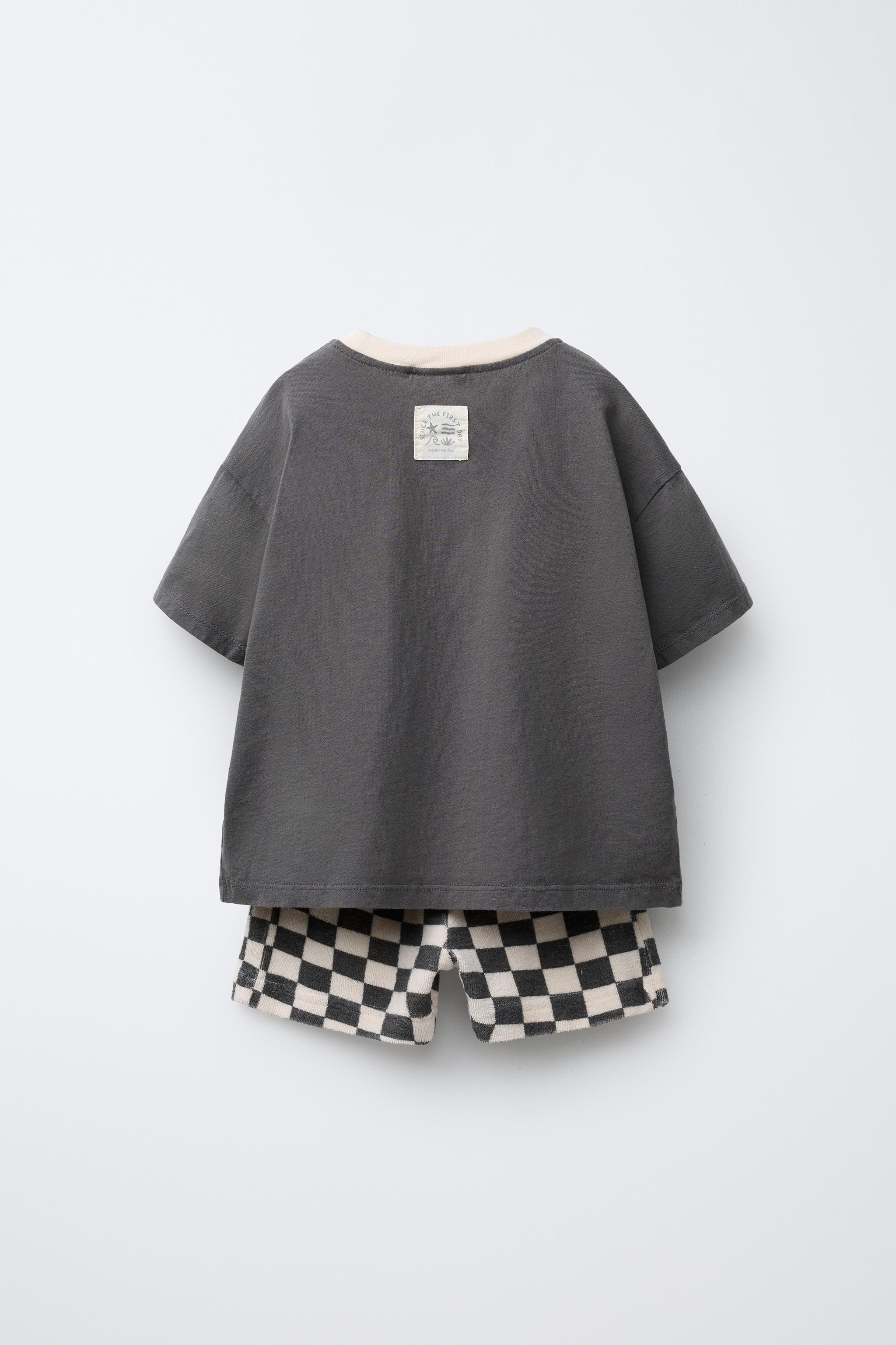 CHECKERBOARD T-SHIRT AND BERMUDA JOGGING SET | Zara US