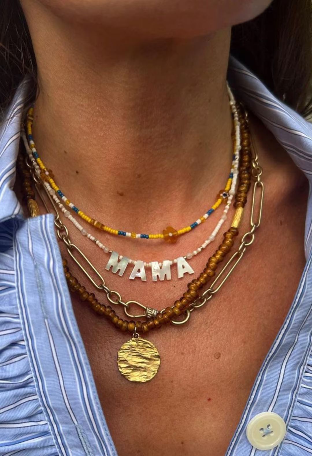 Handmade MAMA Necklace With Mother of Pearl Letters - Etsy | Etsy (US)