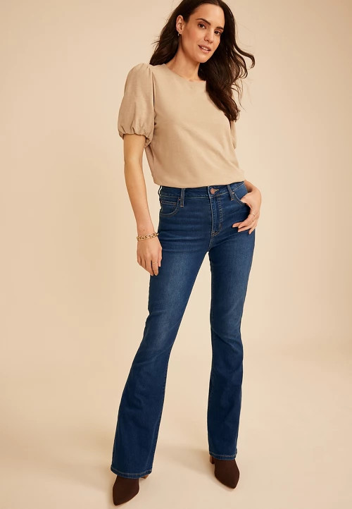 Everflex\u2122 Dark High Rise Flare Jean | maurices | Maurices
