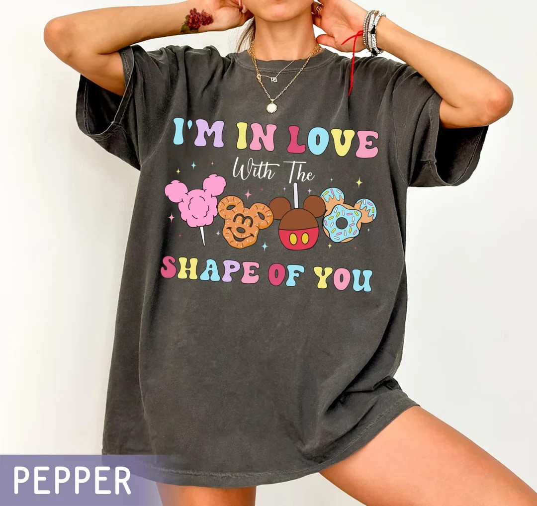 Disney Foods Mickey Mouse I'm in Love With the Shape of You Comfort Colors Shirt, Retro Disney Sn... | Etsy (US)