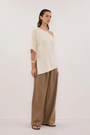 RICK CREAM ASYM KNIT TOP | DISSH