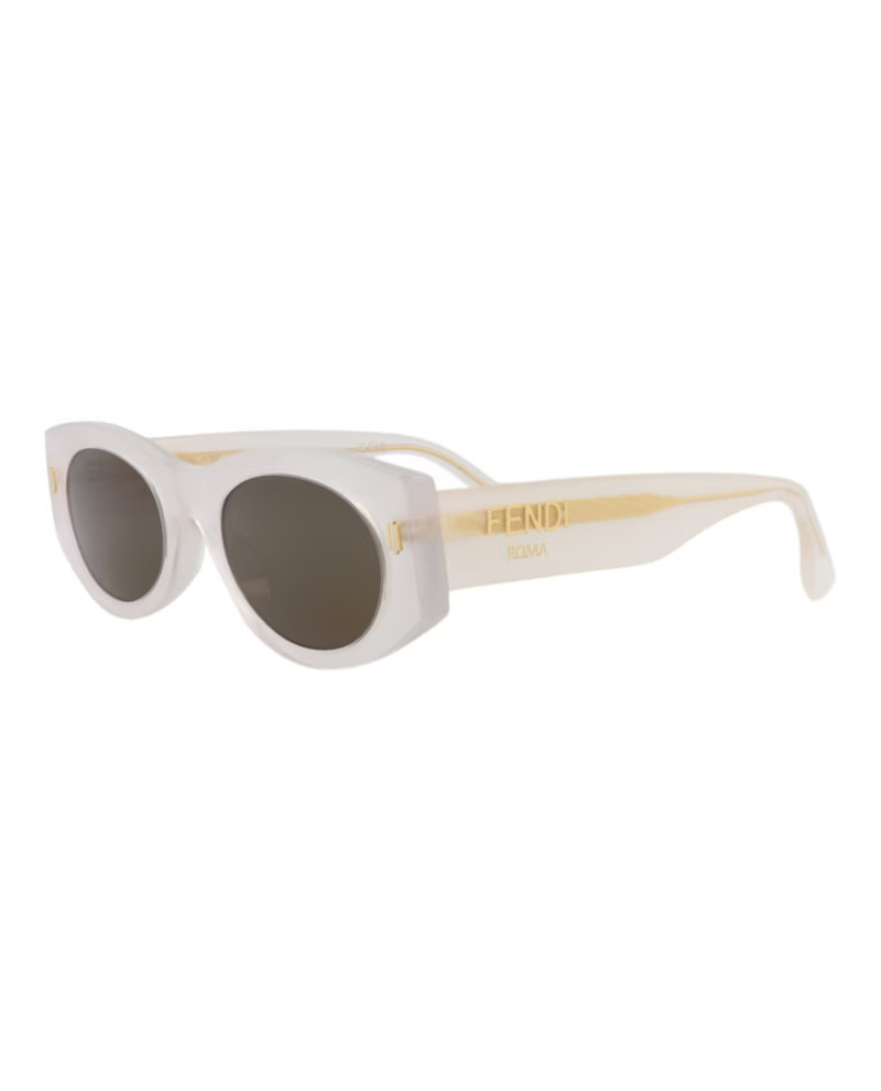 Fendi Round Sunglasses White White Brown (FE40125I-52-21E) | StockX