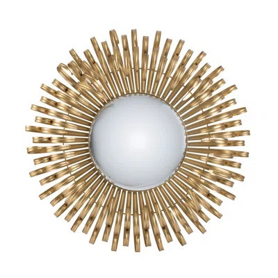 27" In Sunburst Design Wall Mirror Decorative Golden Finish For Entryway, Modern Living Room | Wayfair North America