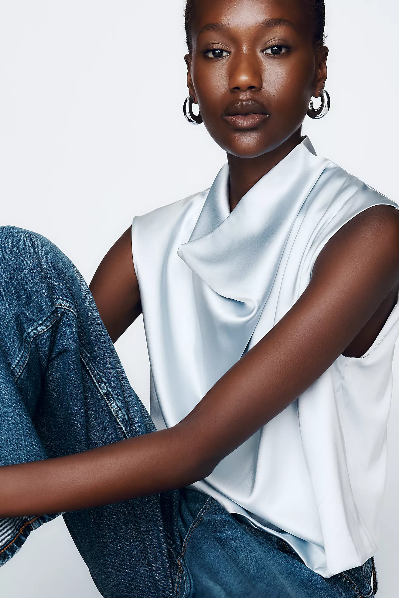 Stretch Silk Cowl-Neck Top | Anthropologie (US)