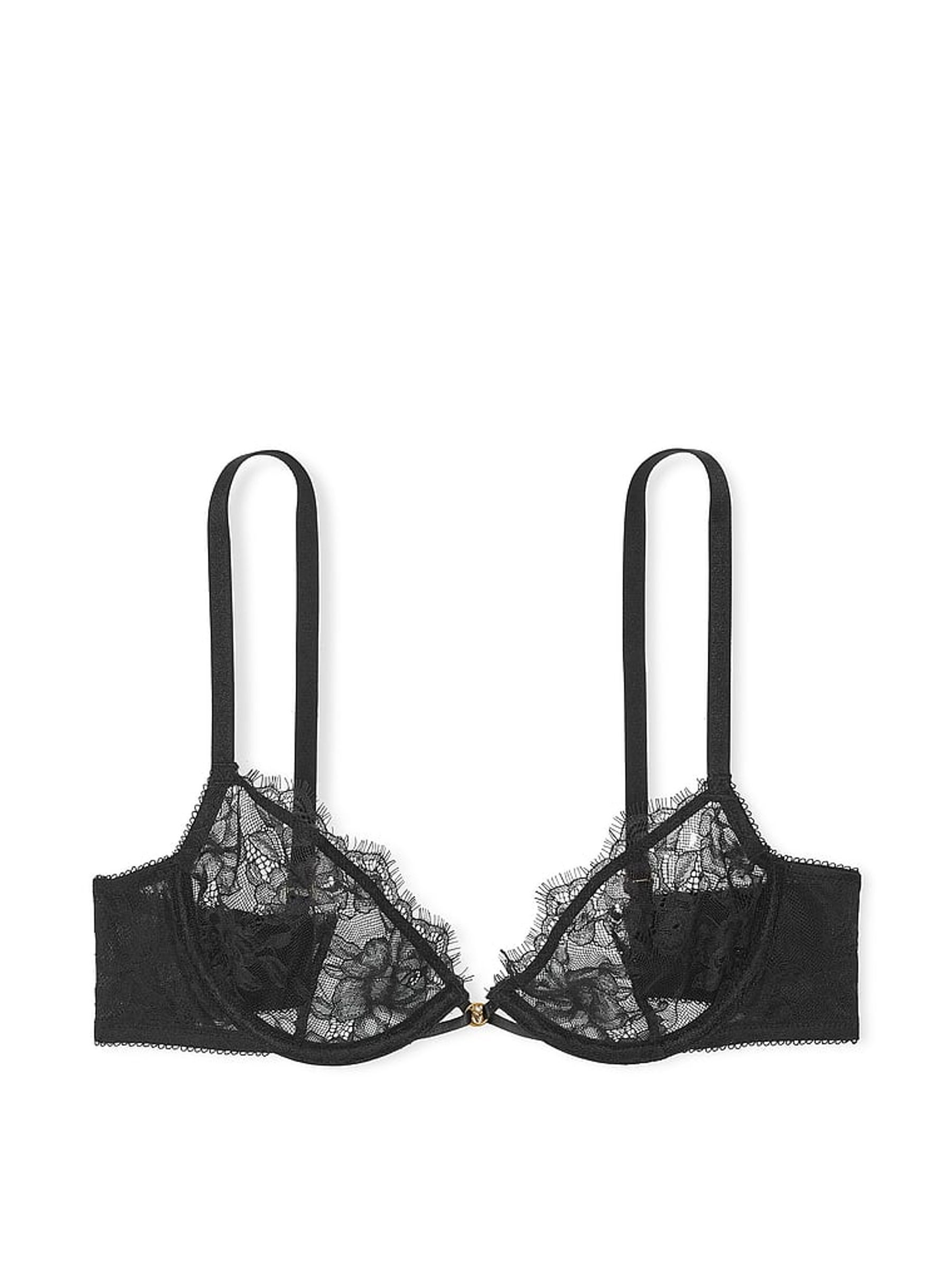 Black Demi Rose Lace Unlined Bra | Victoria's Secret UK | Victoria's Secret UK