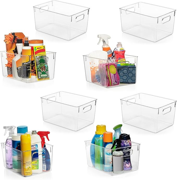 ClearSpace Clear Plastic Storage Bins – Pantry Organizers & Storage Containers, Cabinet Organiz... | Amazon (US)