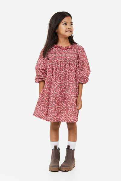 Smocked Dress - Red/floral - Kids | H&M US | H&M (US + CA)