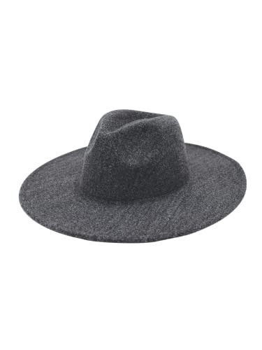 San Diego Hat Company's Women's Wool Fedora with Wide and Flat Brim, Charcoal | Amazon (US)