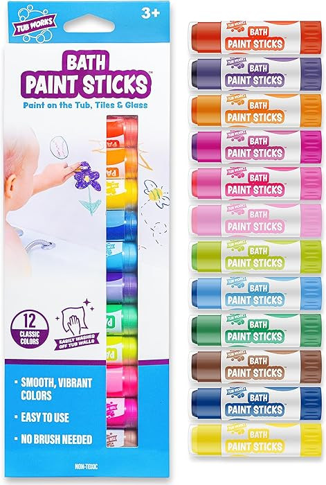 Tub Works® Bath Paint Sticks™ Bath Toy, 12 Count | Nontoxic, Washable Bathtub Paint for Kids &... | Amazon (US)