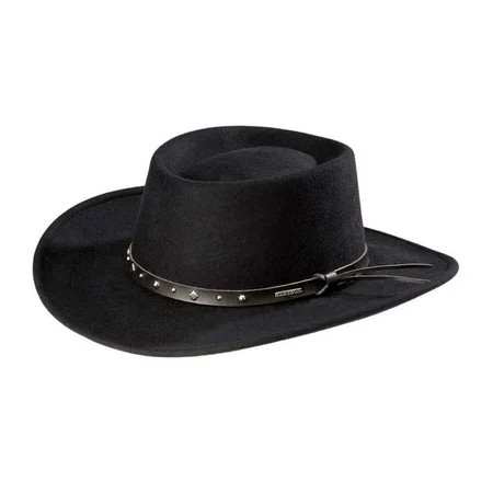 Stetson Men s Hawk Crushable Wool Gambler Hat Black Large | Walmart (US)