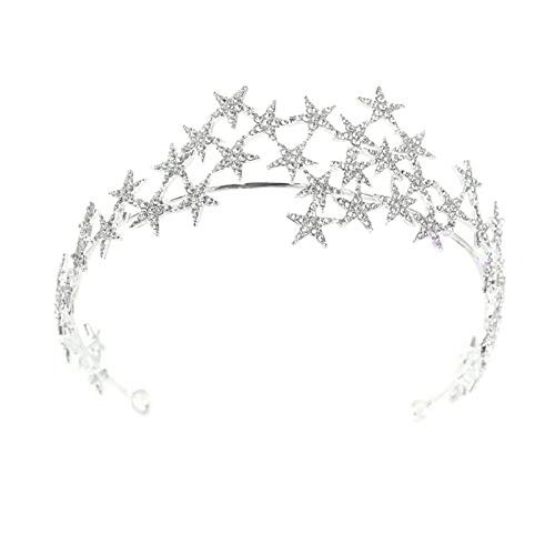 Bling Rhinestone Star Crown Headbands for Women Teens Girls Birthday Wedding Silver Star Tiara Brida | Amazon (US)