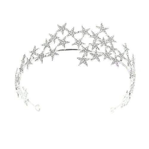 Bling Rhinestone Star Crown Headbands for Women Teens Girls Birthday Wedding Silver Star Tiara Brida | Amazon (US)