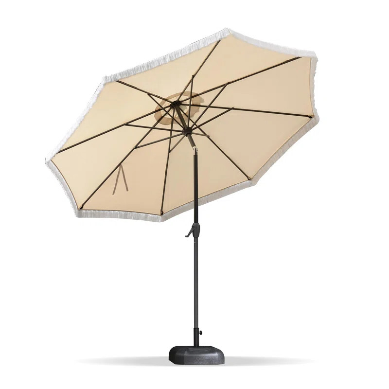 Sharilee 9' Tilt Fringe Tassel Patio Umbrella for Market Pool with Counter Weights Included | Wayfair North America