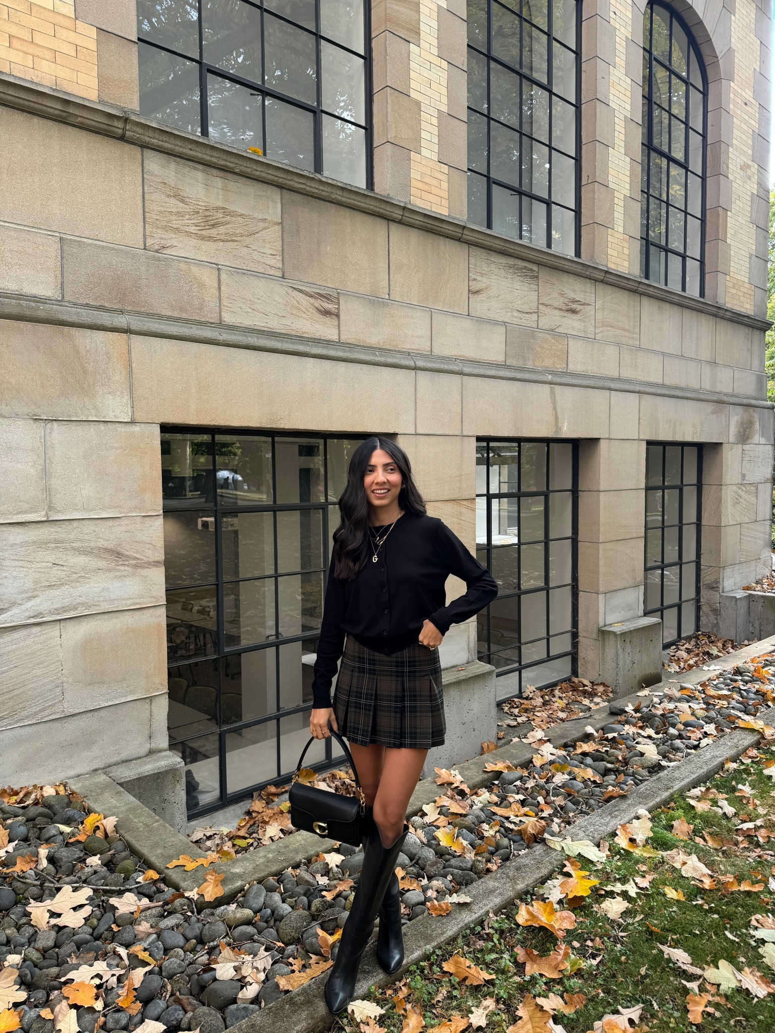 fall outfit, pleated skirt, cardigan, plaid skirt, thanksgiving outfit, fall outfit ideas