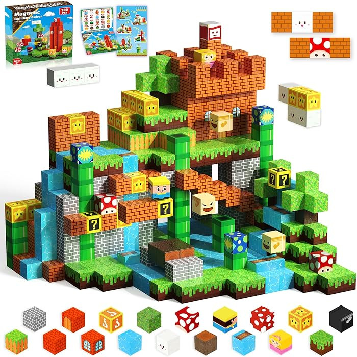 Magnetic Blocks-100PCS Magnetic Building Cubes Blocks, STEM Montessori Sensory Toys for Toddlers ... | Amazon (US)